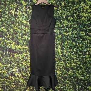 Dark Green Low Cut Midi Ruffle Dress